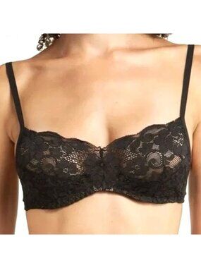 Free People HAH Hook Up Demi Bra Lace Demi Underwire Black C30-38 #80213